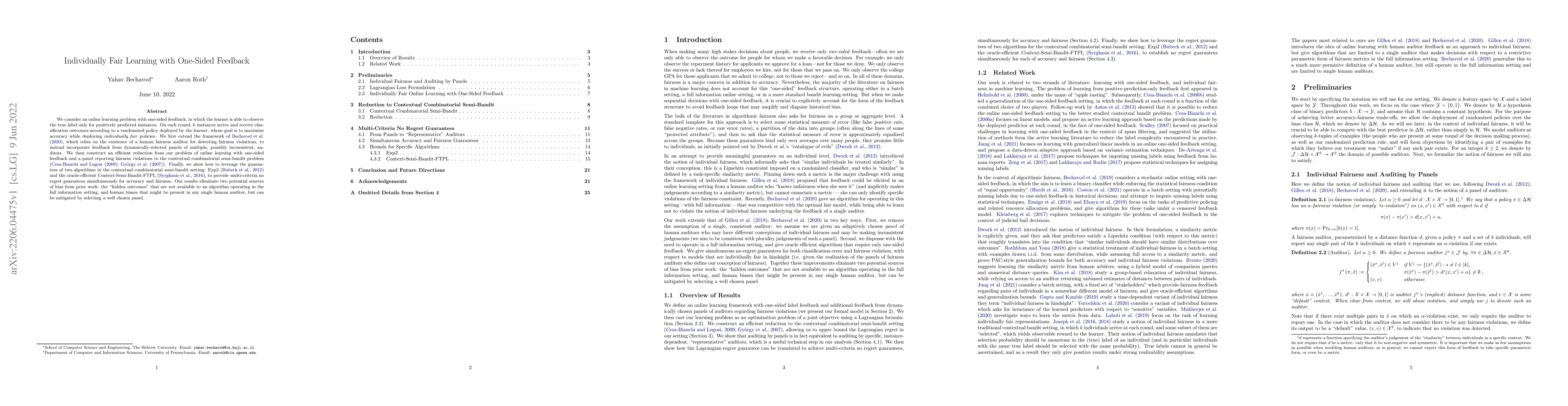 Thumbnail for Individually Fair Learning with One-Sided Feedback