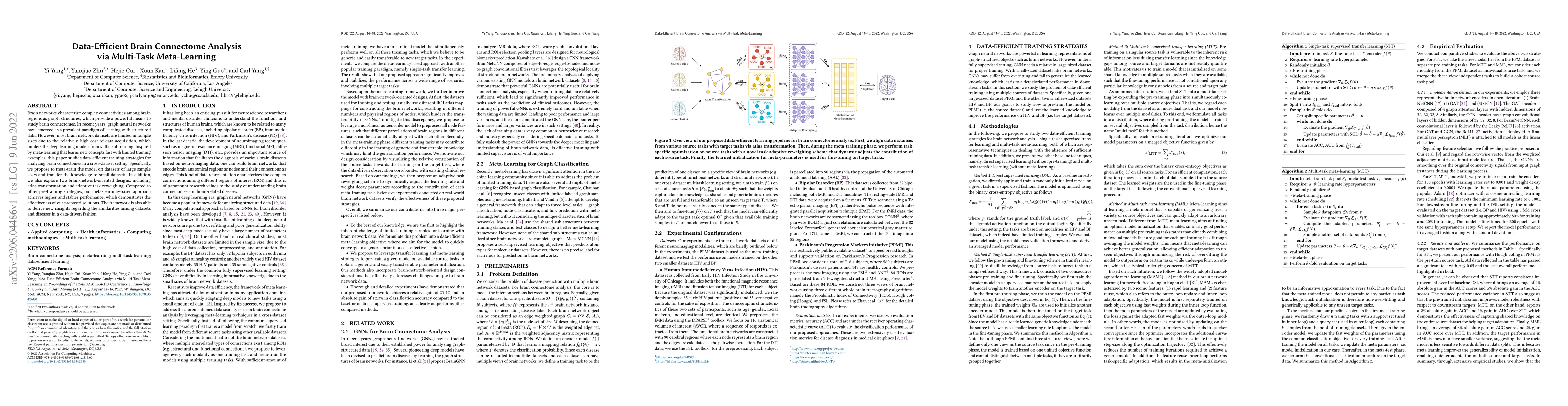 Thumbnail for Data-Efficient Brain Connectome Analysis via Multi-Task Meta-Learning