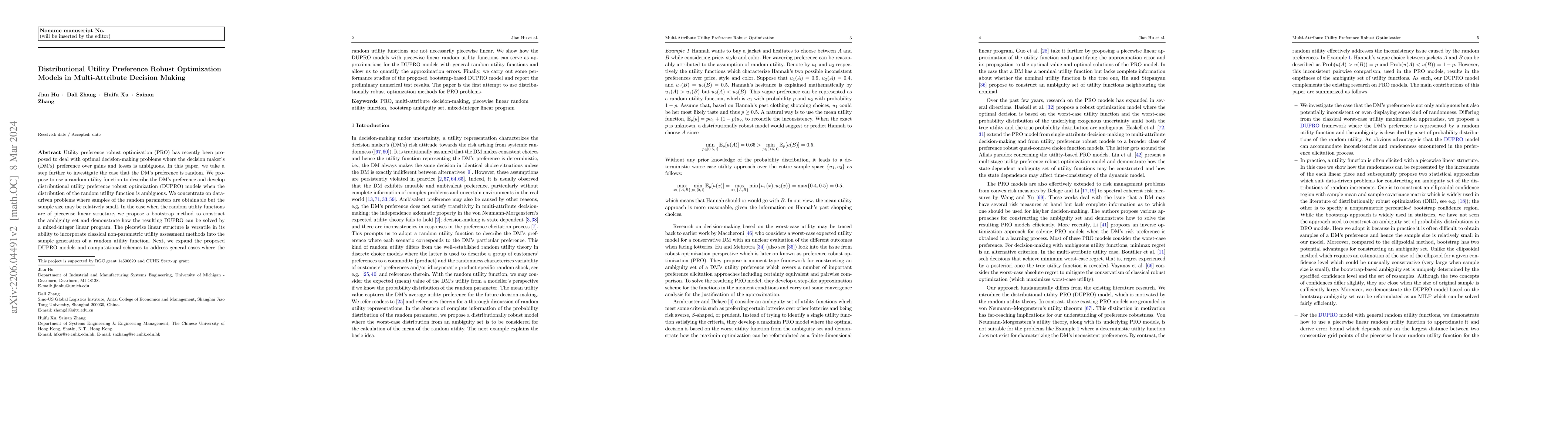 Thumbnail for Distributionally Preference Robust Optimization in Multi-Attribute
  Decision Making