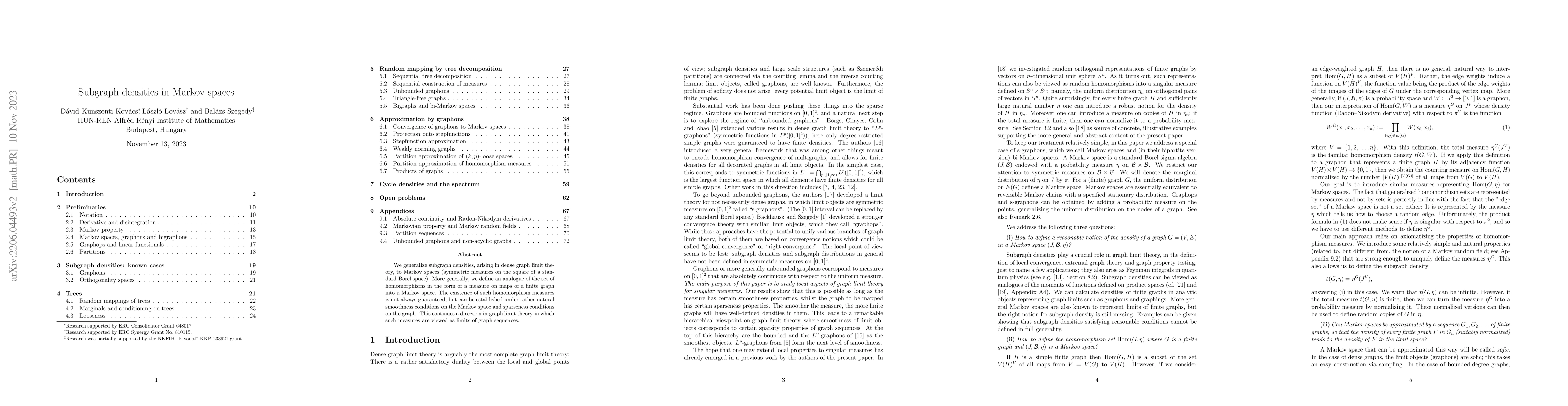 Thumbnail for Subgraph densities in Markov spaces