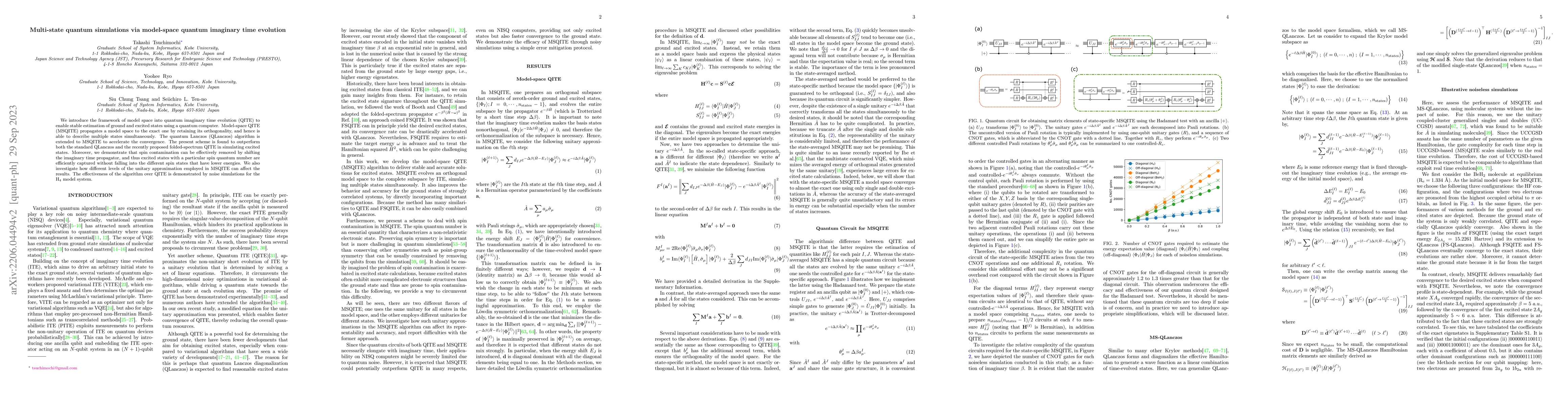 Thumbnail for Multi-state quantum simulations via model-space quantum imaginary time
  evolution