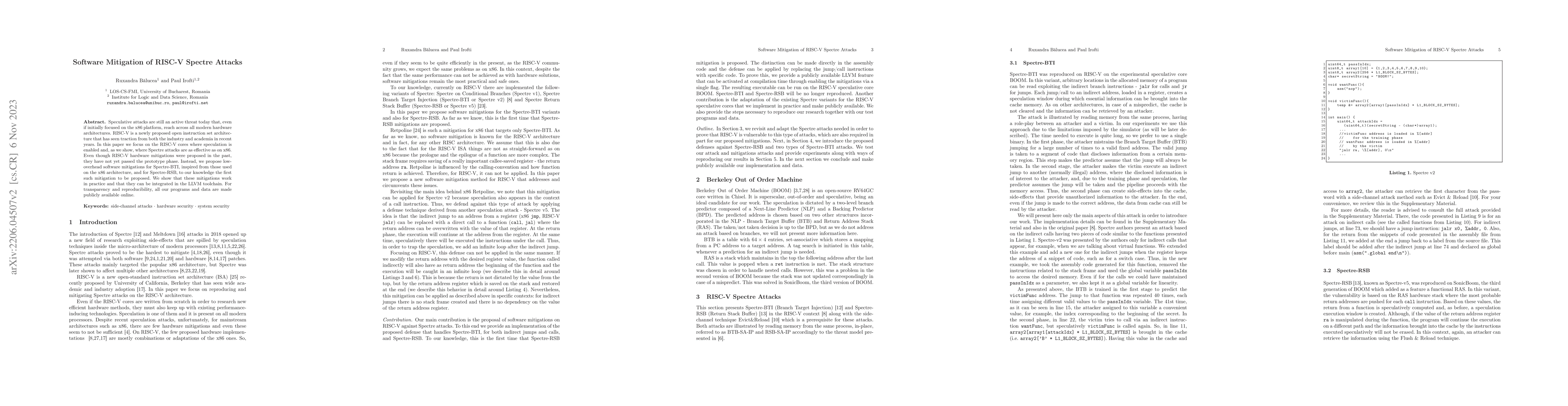Thumbnail for Software Mitigation of RISC-V Spectre Attacks