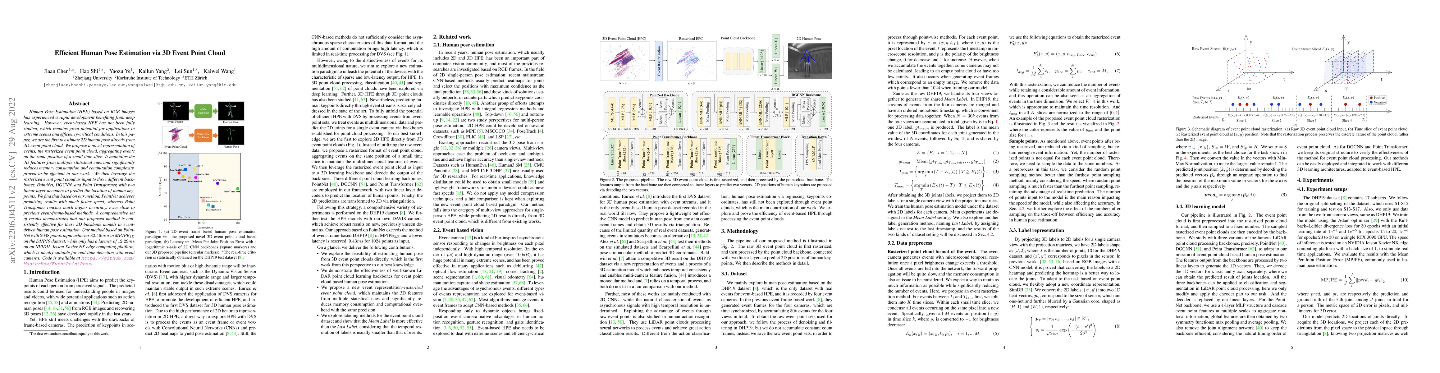 Thumbnail for Efficient Human Pose Estimation via 3D Event Point Cloud