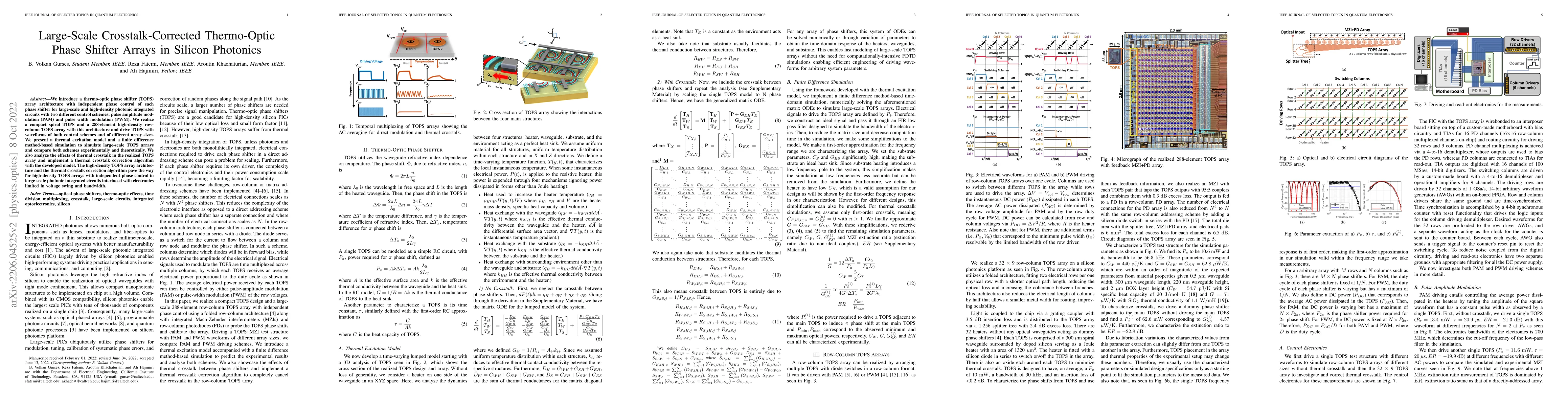 Thumbnail for Large-Scale Crosstalk-Corrected Thermo-Optic Phase Shifter Arrays in
  Silicon Photonics