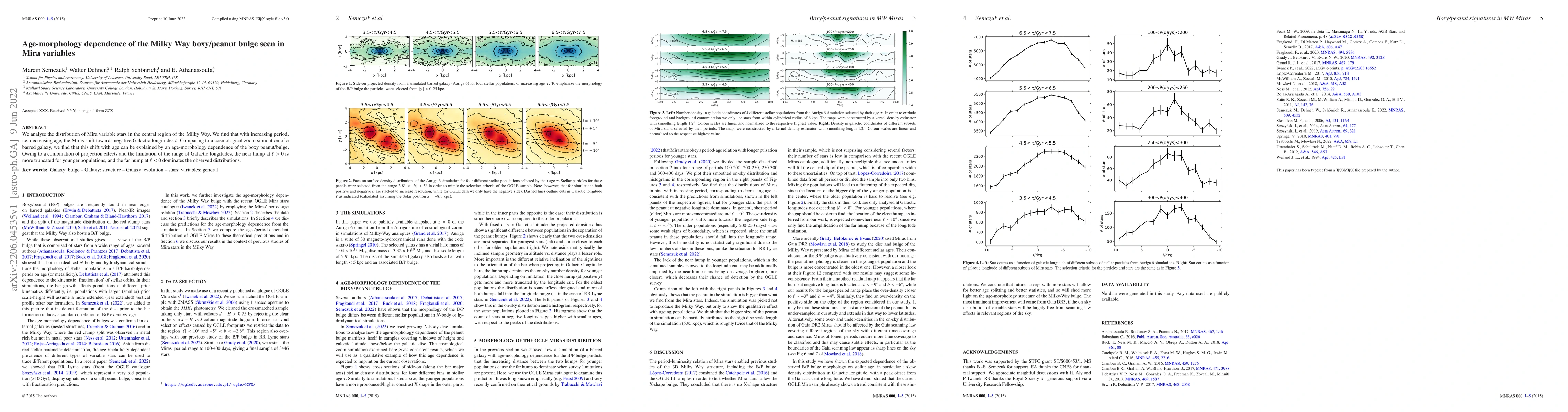 Thumbnail for Age-morphology dependence of the Milky Way boxy/peanut bulge seen in
  Mira variables