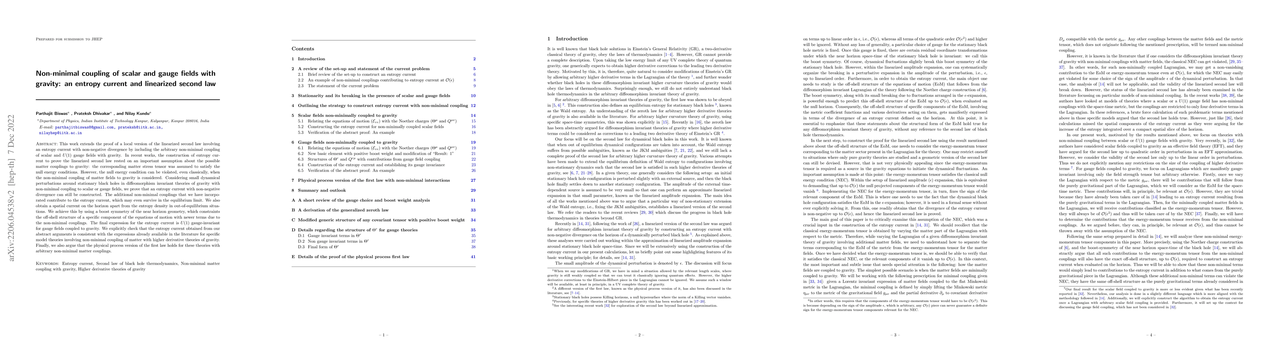 Thumbnail for Non-minimal coupling of scalar and gauge fields with gravity: an entropy
  current and linearized second law