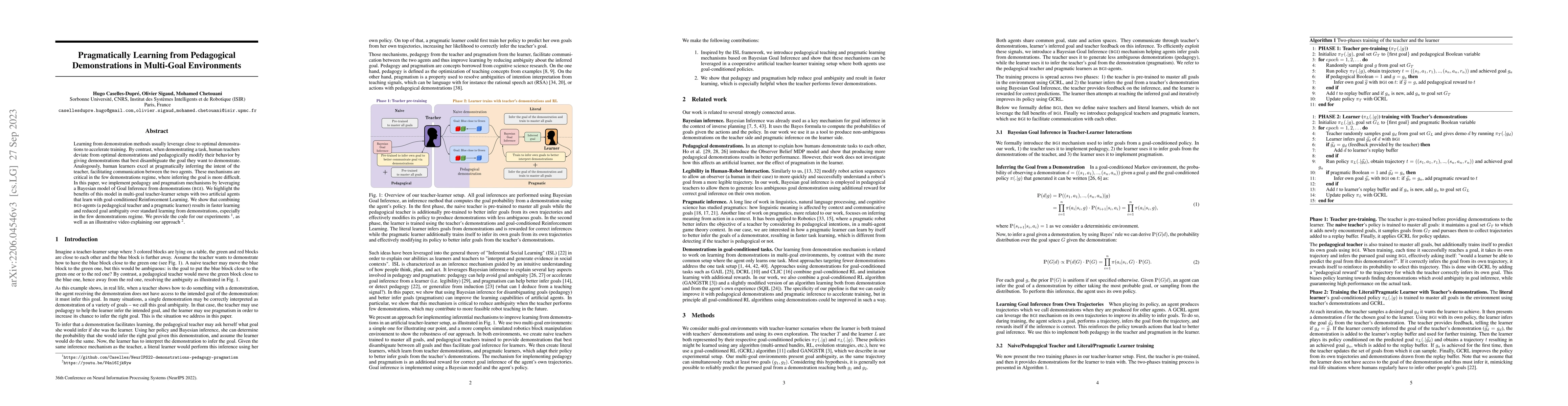 Thumbnail for Pragmatically Learning from Pedagogical Demonstrations in Multi-Goal
  Environments