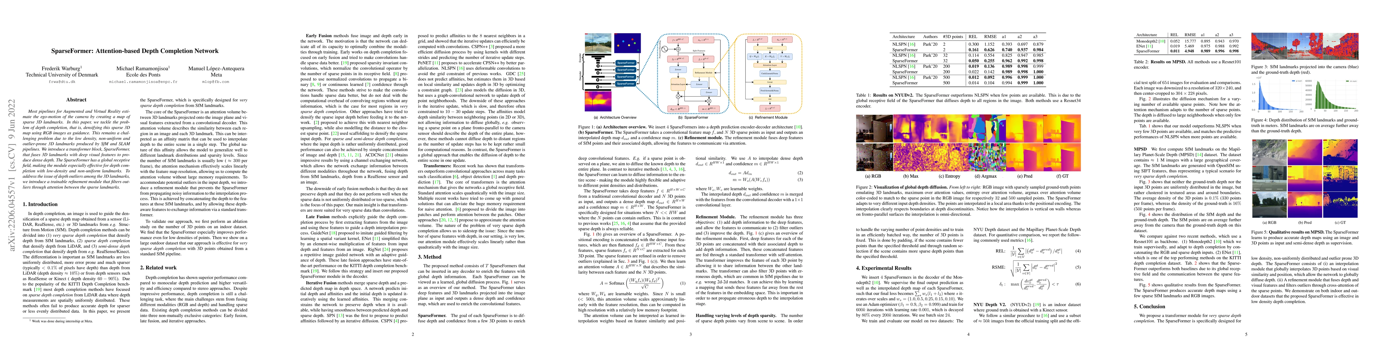 Thumbnail for SparseFormer: Attention-based Depth Completion Network