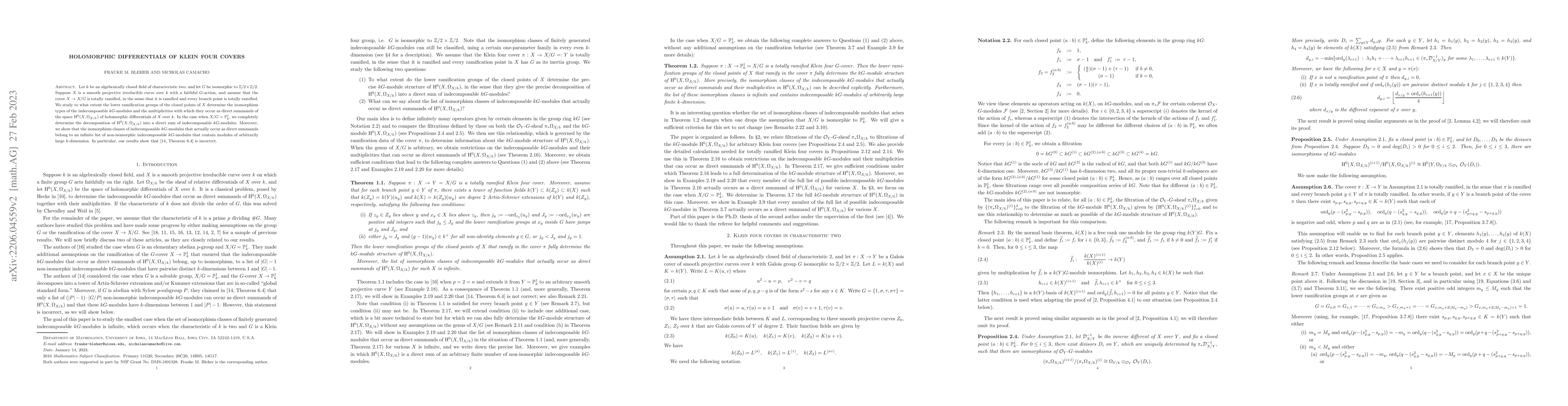 Thumbnail for Holomorphic differentials of Klein four covers