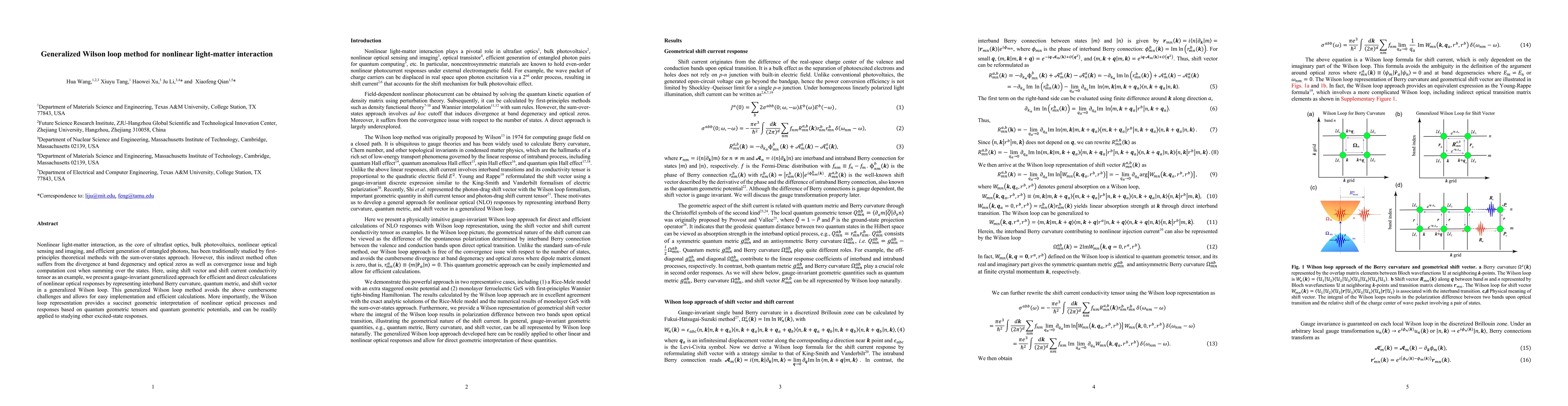 Thumbnail for Generalized Wilson Loop Method for Nonlinear Light-Matter Interaction