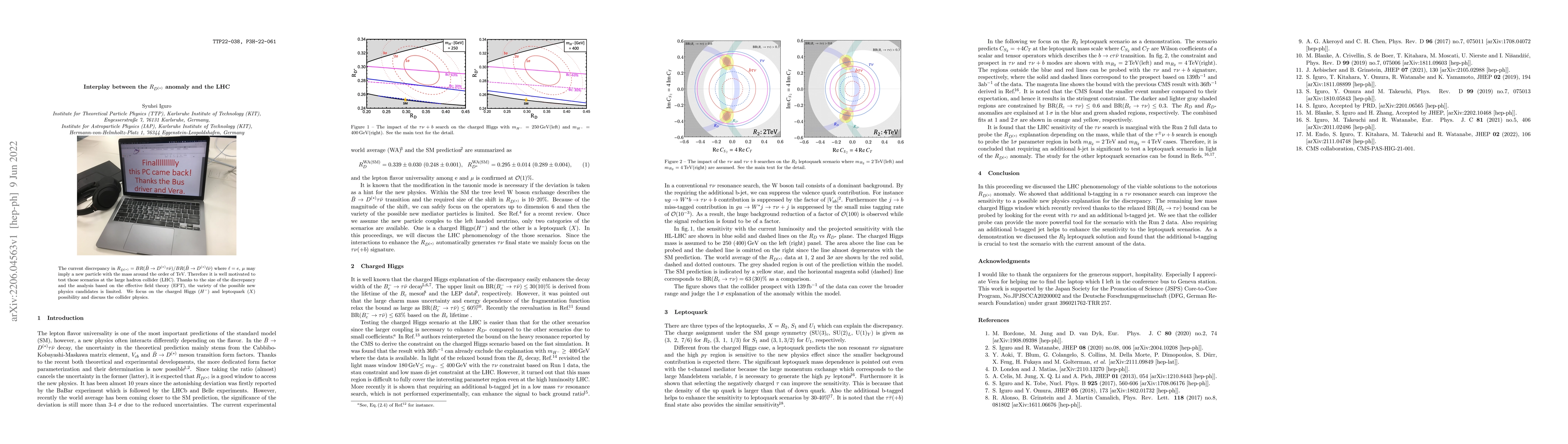 Thumbnail for Interplay between the $R_{D^{(*)}}$ anomaly and the LHC