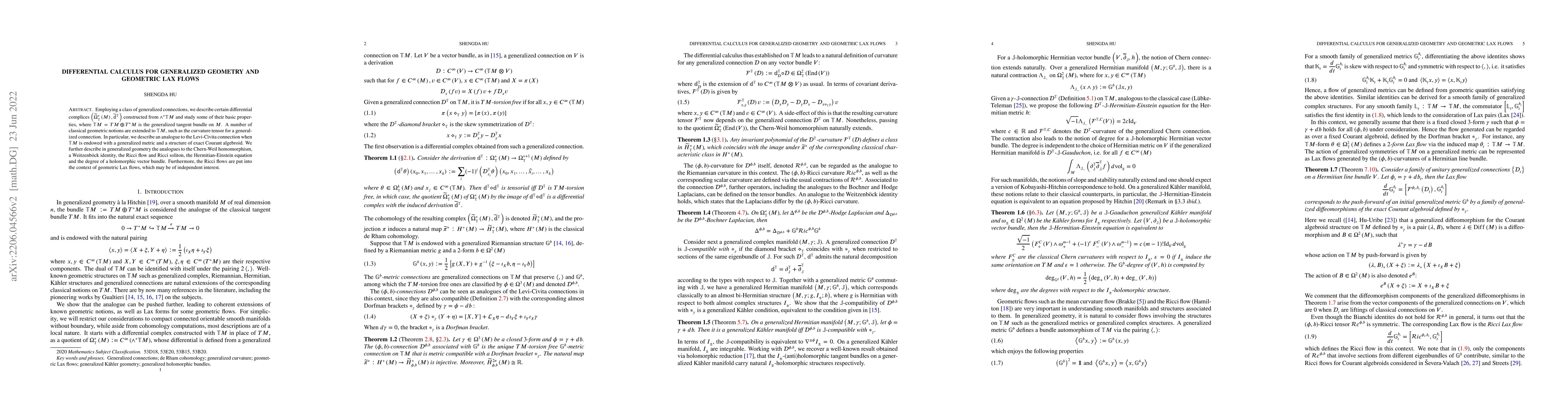Thumbnail for Differential calculus for generalized geometry and geometric Lax flows