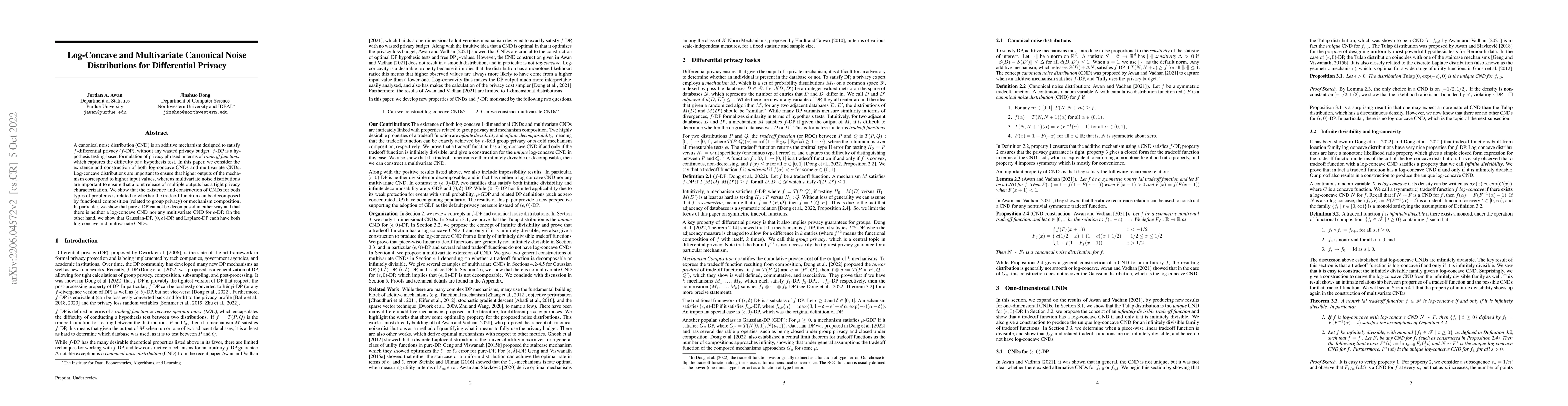 Thumbnail for Log-Concave and Multivariate Canonical Noise Distributions for
  Differential Privacy