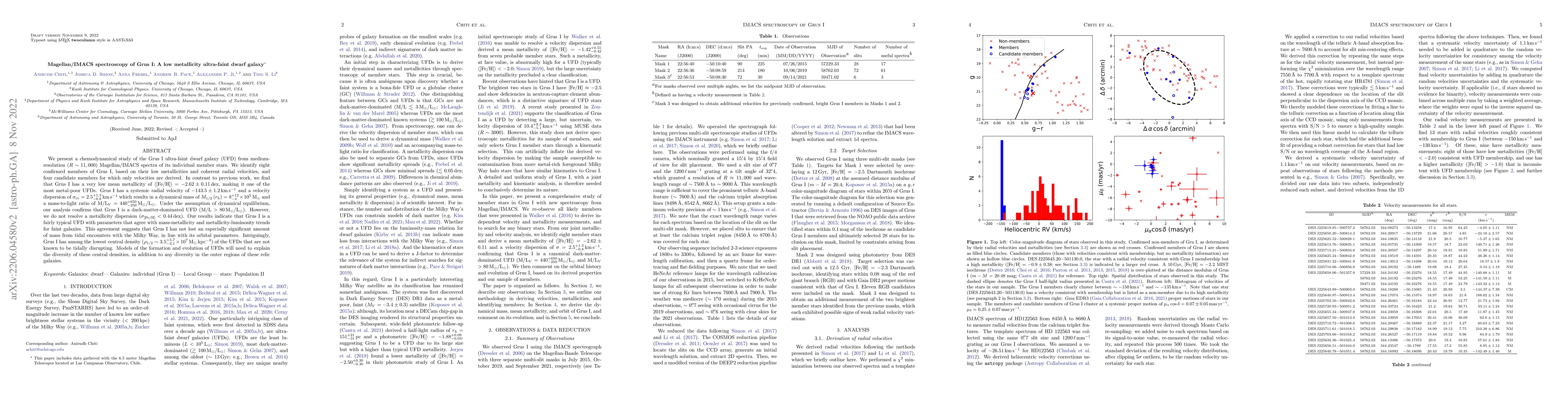 Thumbnail for Magellan/IMACS spectroscopy of Grus I: A low metallicity ultra-faint
  dwarf galaxy