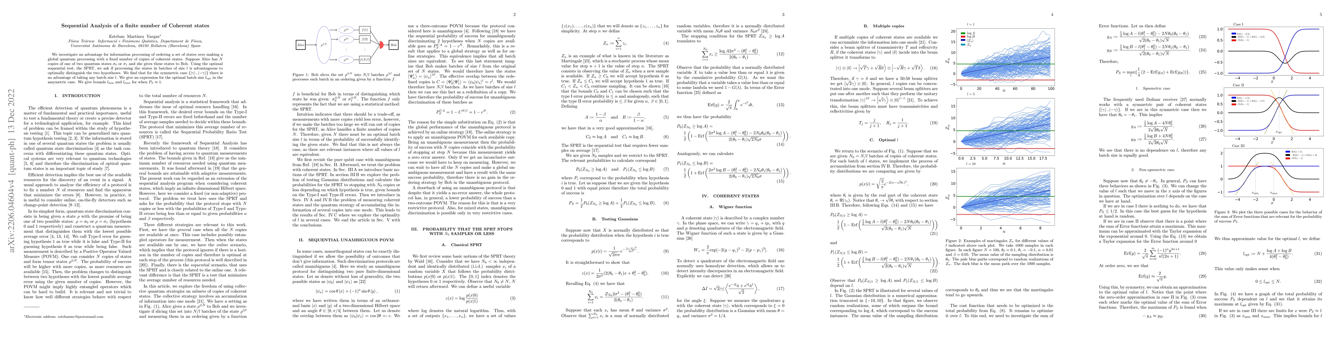 Thumbnail for Sequential Analysis of a finite number of Coherent states