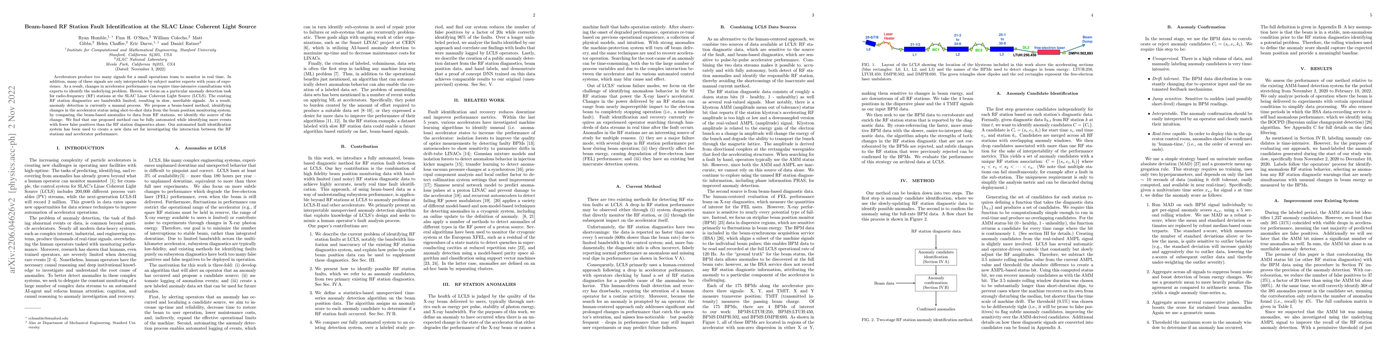 Thumbnail for Beam-based RF Station Fault Identification at the SLAC Linac Coherent
  Light Source