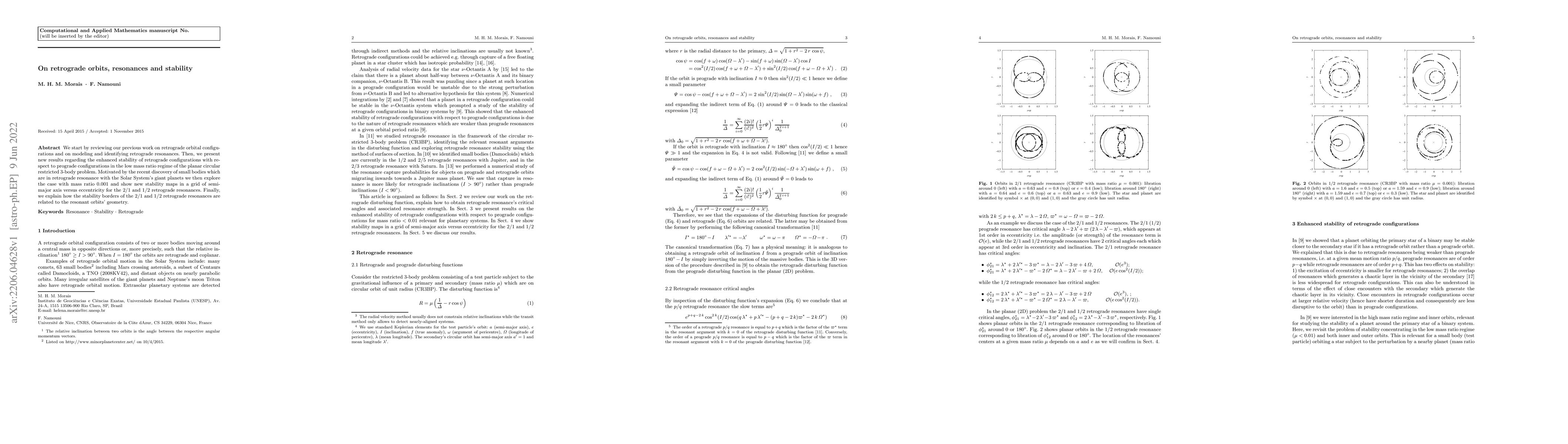 Thumbnail for On retrograde orbits, resonances and stability