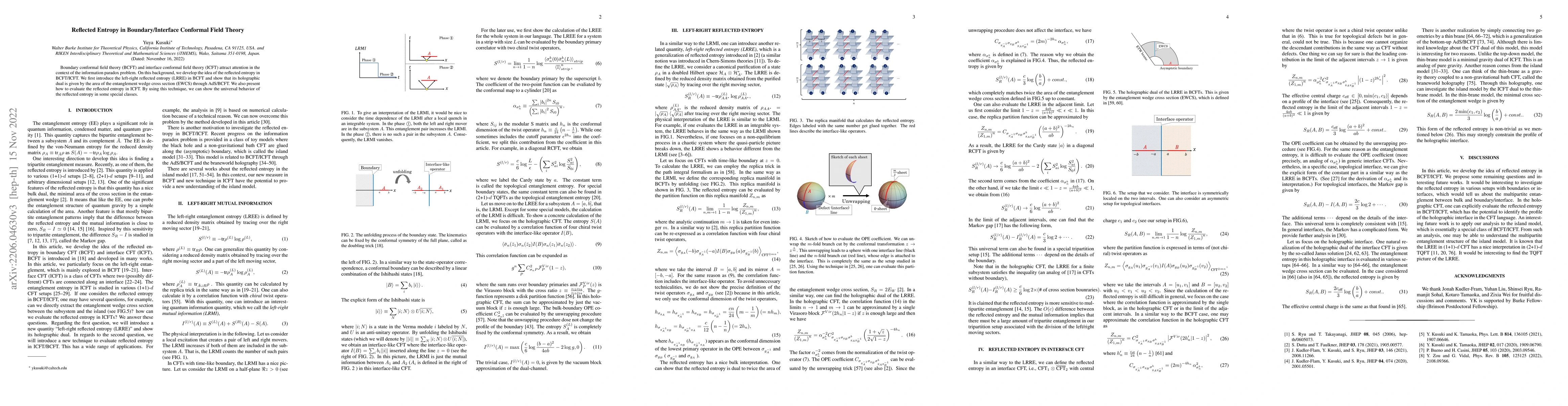 Thumbnail for Reflected Entropy in Boundary/Interface Conformal Field Theory