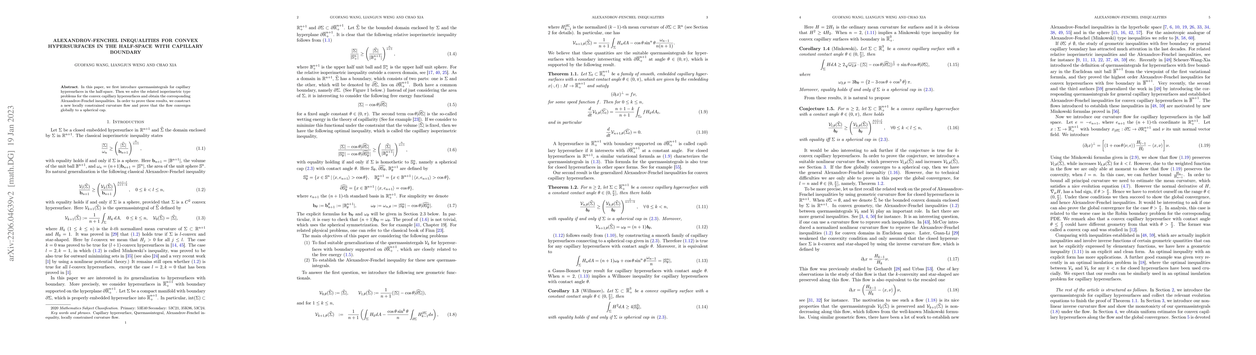 Thumbnail for Alexandrov-Fenchel inequalities for convex hypersurfaces in the
  half-space with capillary boundary