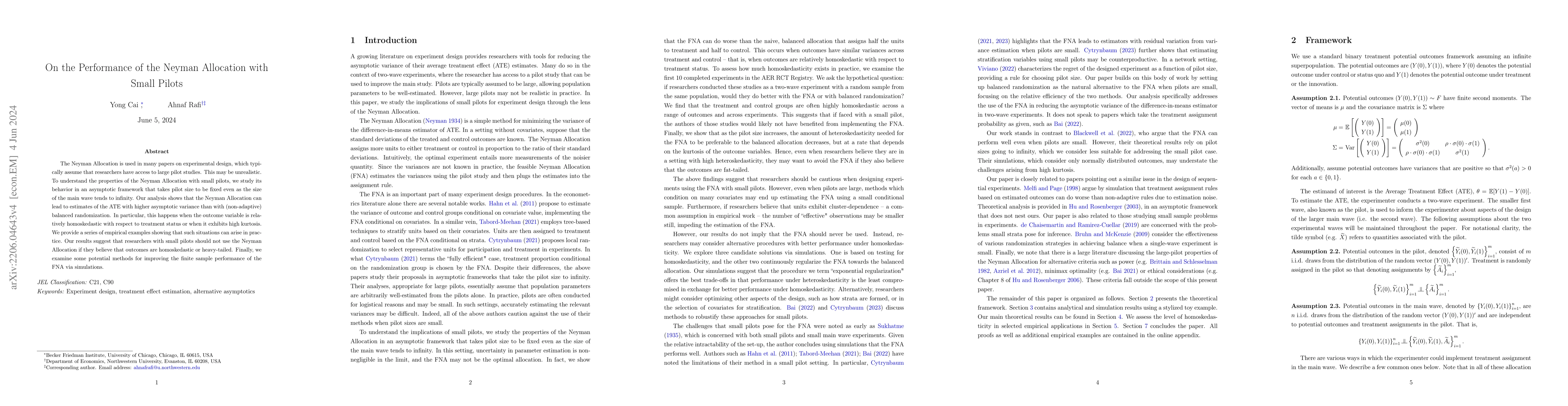 Thumbnail for On the Performance of the Neyman Allocation with Small Pilots