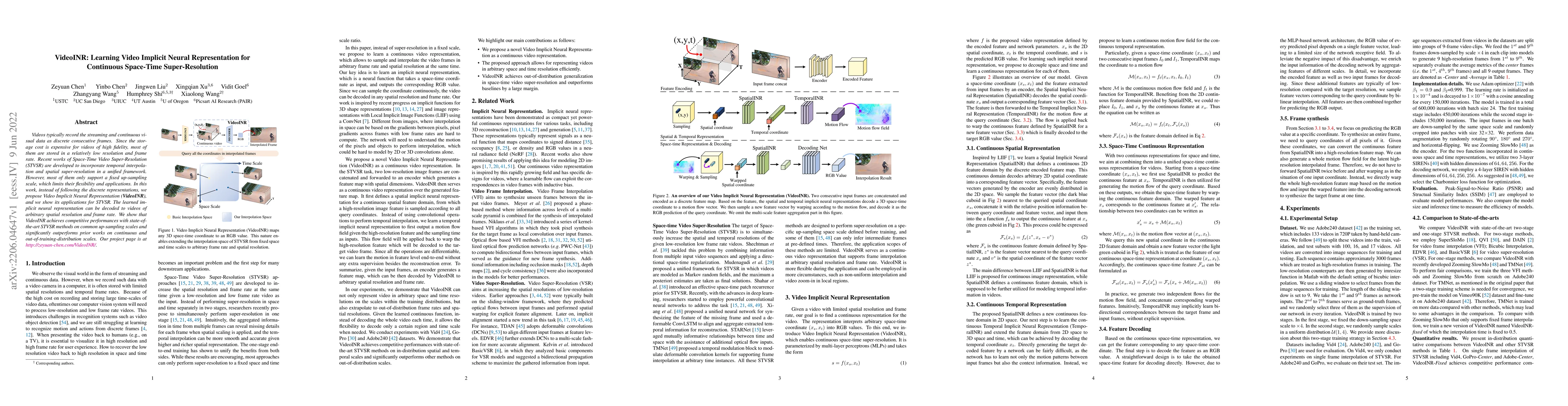 Thumbnail for VideoINR: Learning Video Implicit Neural Representation for Continuous
  Space-Time Super-Resolution