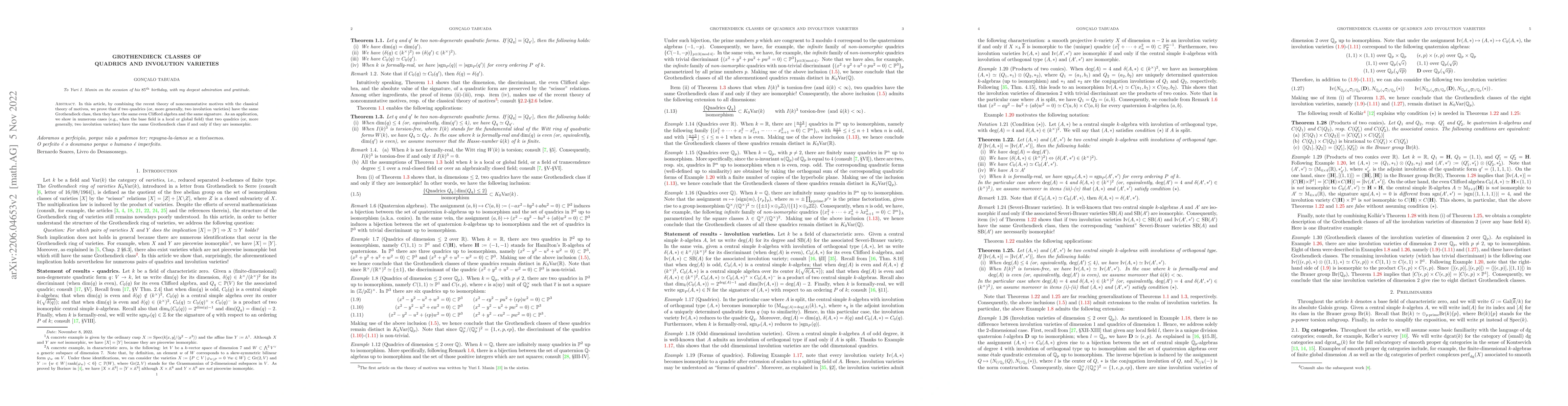 Thumbnail for Grothendieck classes of quadric hypersurfaces and involution varieties