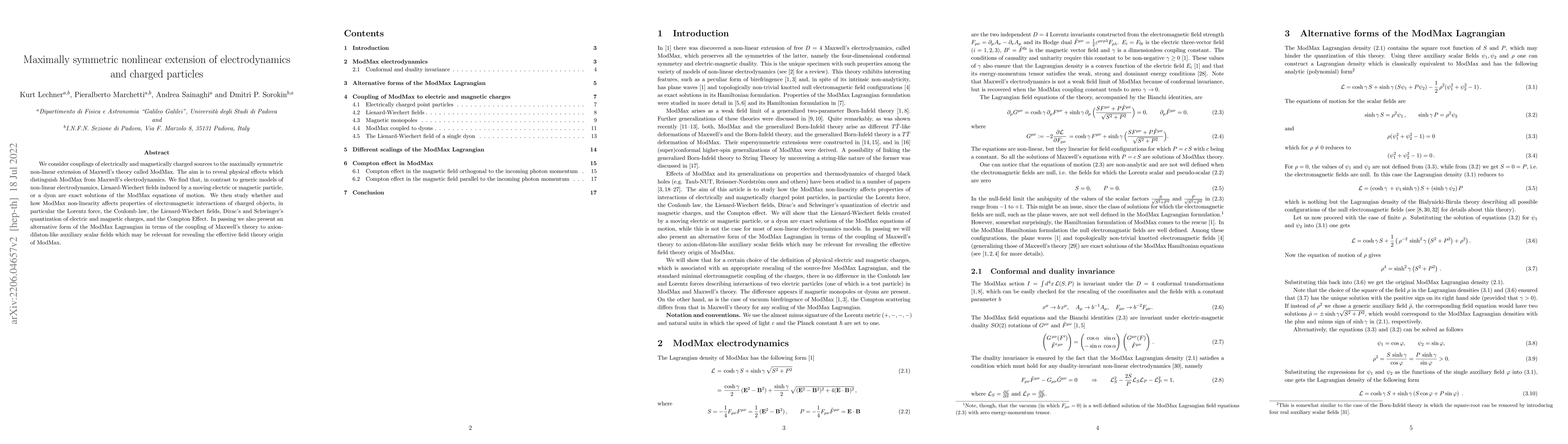Thumbnail for Maximally symmetric nonlinear extension of electrodynamics and charged
  particles