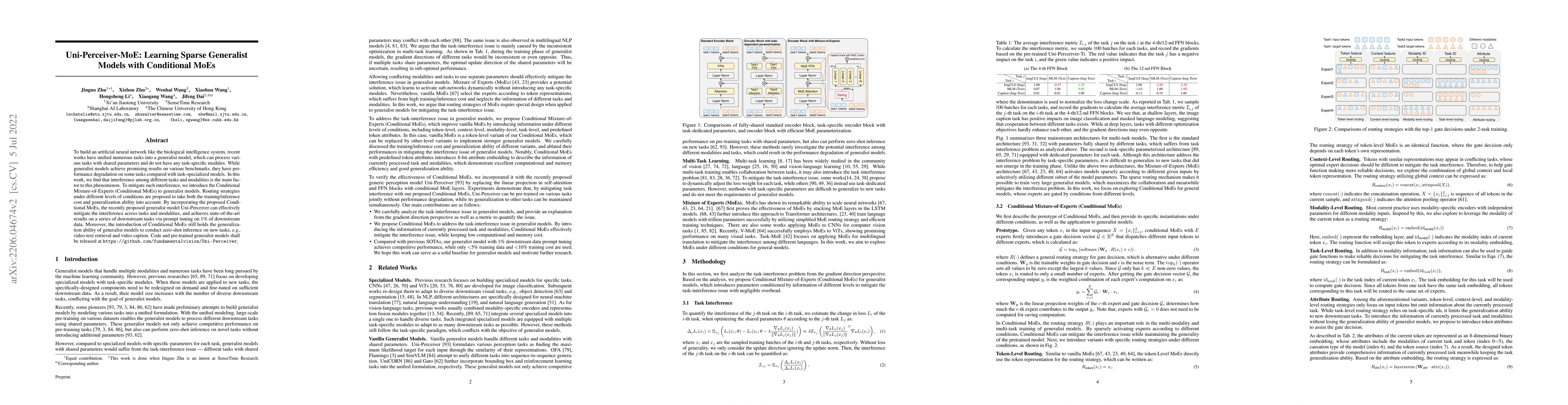 Thumbnail for Uni-Perceiver-MoE: Learning Sparse Generalist Models with Conditional
  MoEs