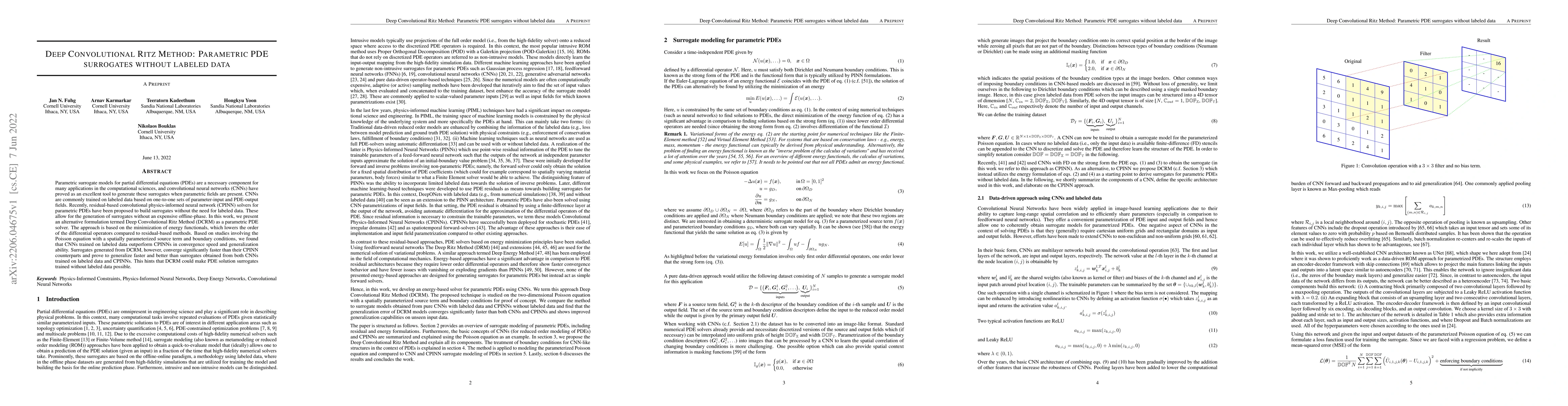Thumbnail for Deep Convolutional Ritz Method: Parametric PDE surrogates without
  labeled data