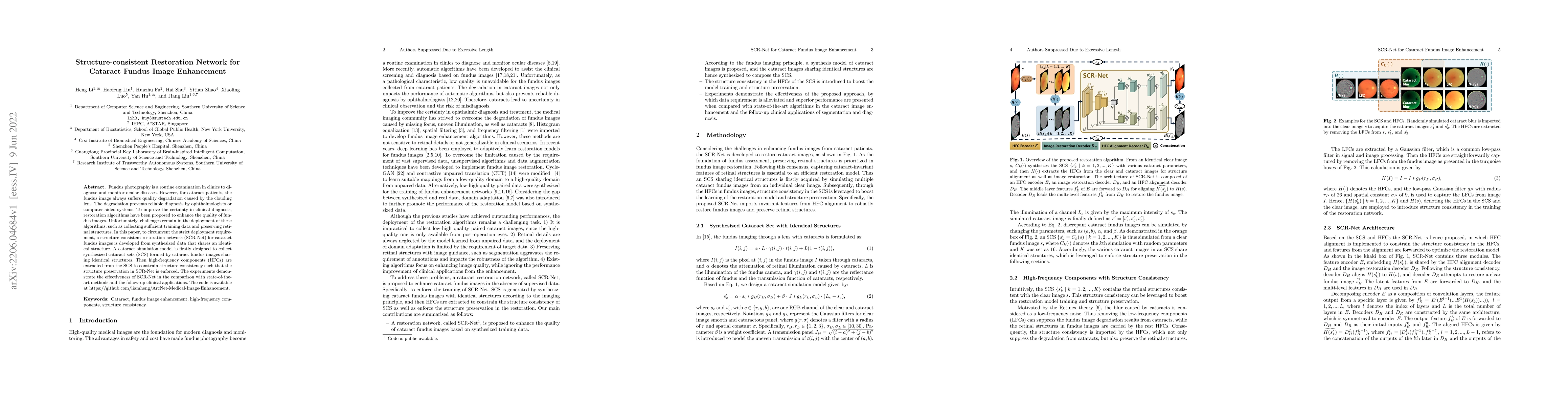 Thumbnail for Structure-consistent Restoration Network for Cataract Fundus Image
  Enhancement