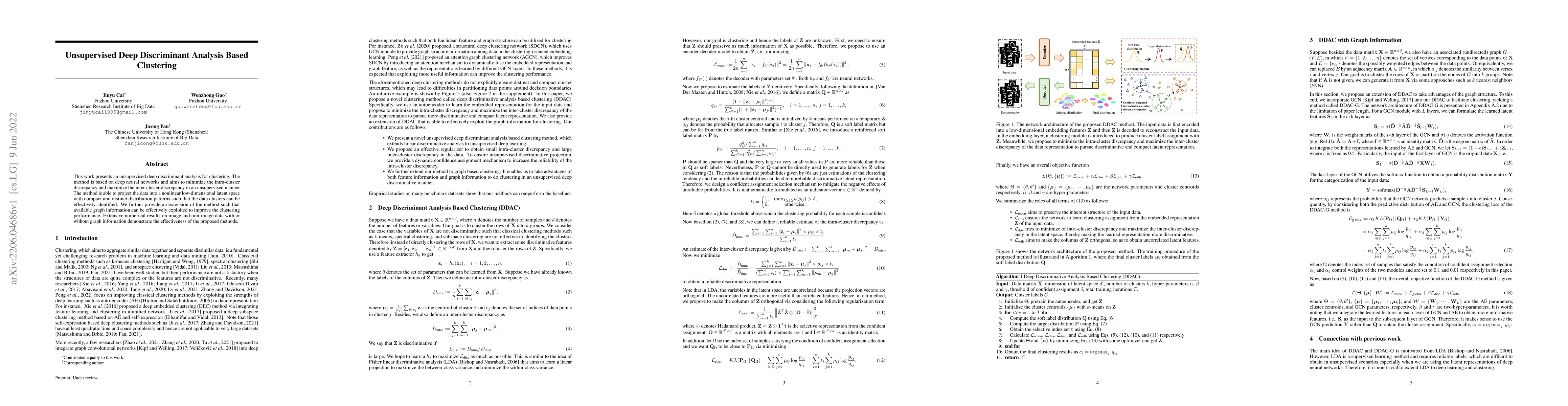 Thumbnail for Unsupervised Deep Discriminant Analysis Based Clustering