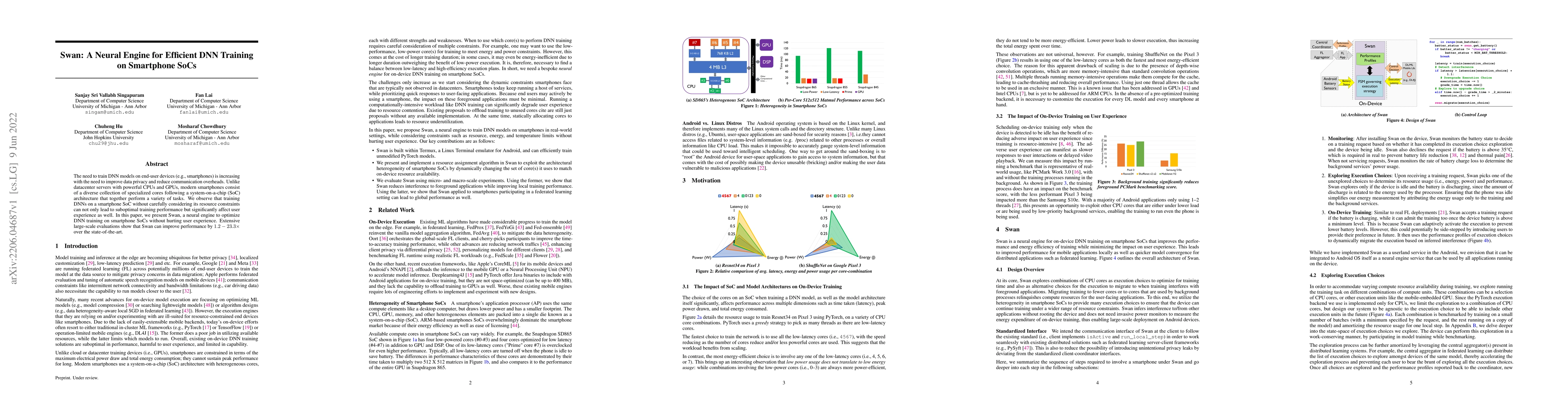 Thumbnail for Swan: A Neural Engine for Efficient DNN Training on Smartphone SoCs