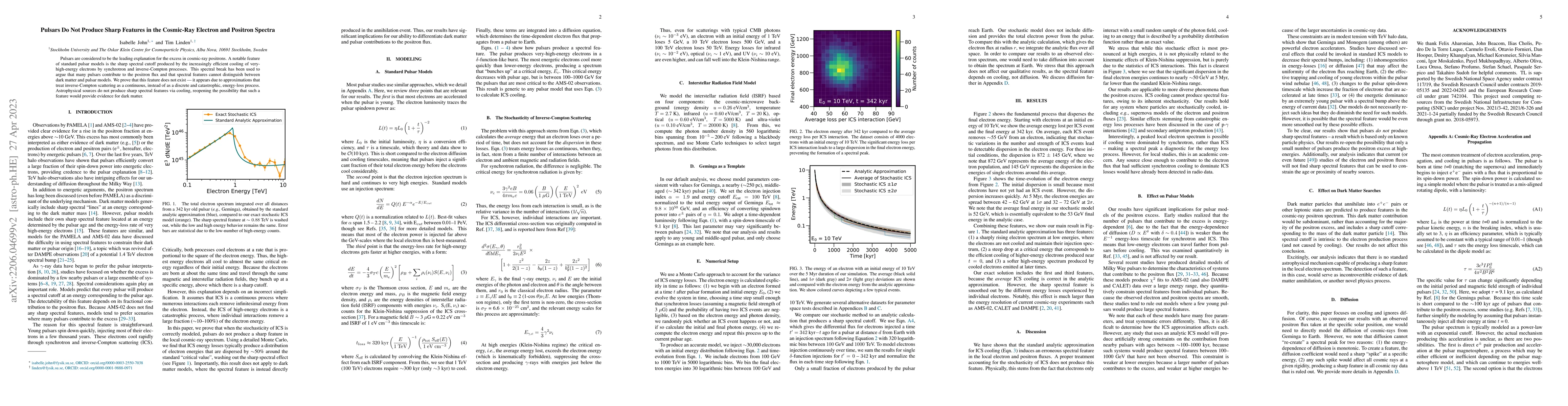 Thumbnail for Pulsars Do Not Produce Sharp Features in the Cosmic-Ray Electron and
  Positron Spectra