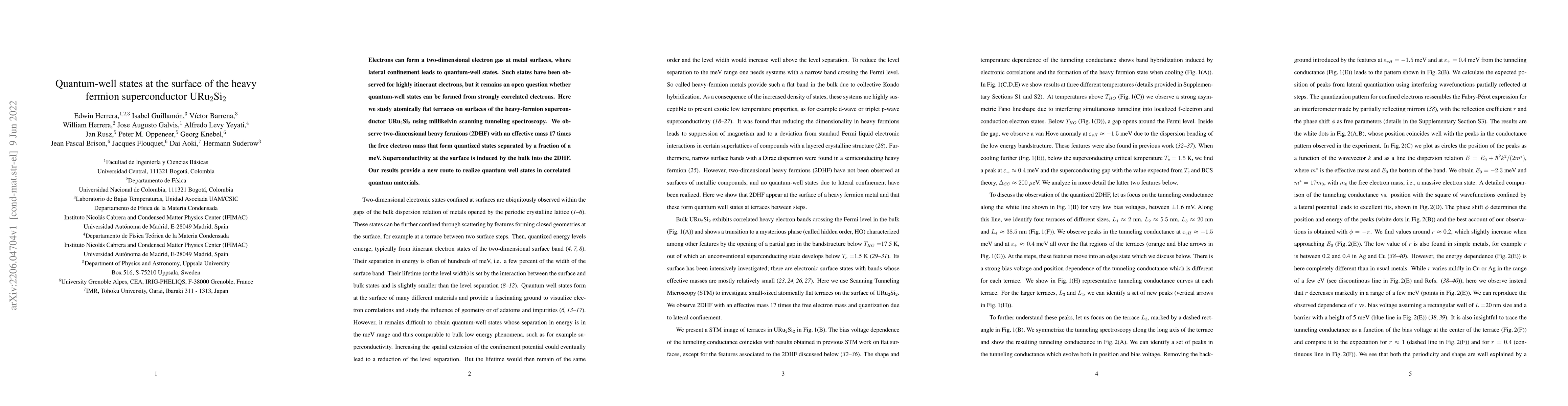 Thumbnail for Quantum-well states at the surface of the heavy-fermion superconductor
  URu$_2$Si$_2$