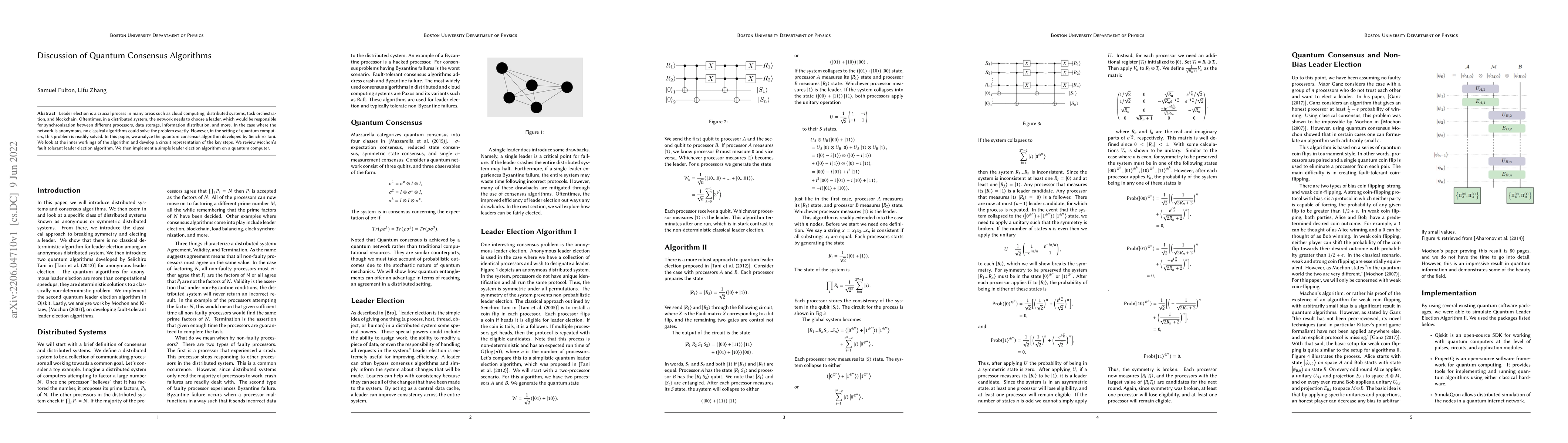Thumbnail for Discussion of Quantum Consensus Algorithms