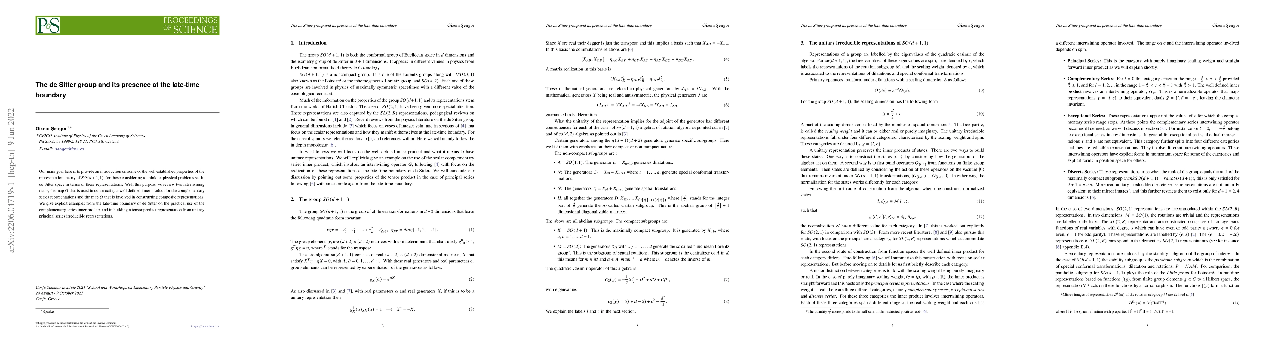 Thumbnail for The de Sitter group and its presence at the late-time boundary