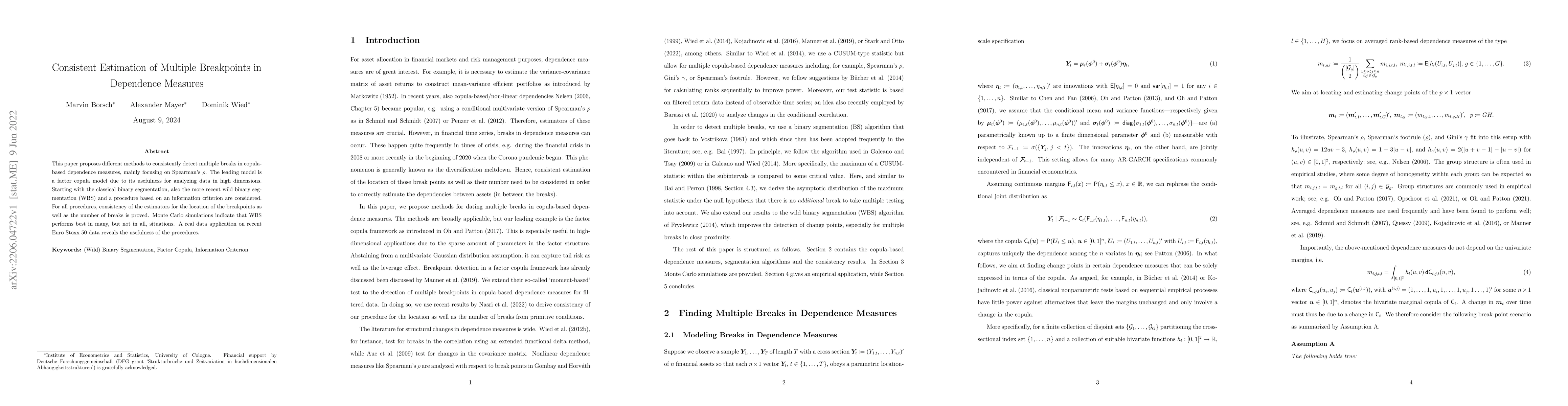 Thumbnail for Consistent Estimation of Multiple Breakpoints in Dependence Measures