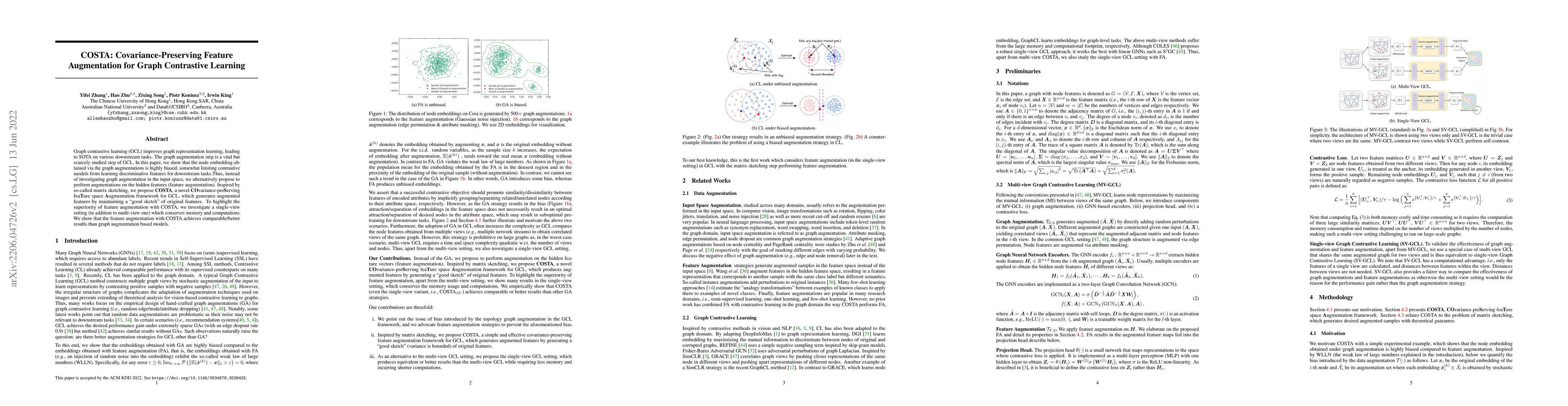 Thumbnail for COSTA: Covariance-Preserving Feature Augmentation for Graph Contrastive
  Learning