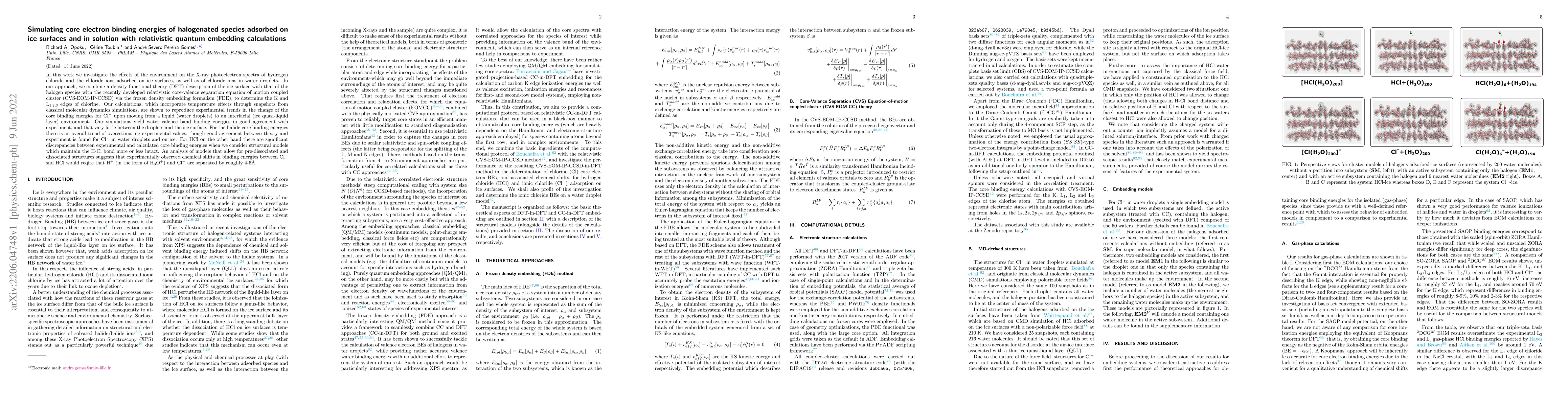 Thumbnail for Simulating core electron binding energies of halogenated species
  adsorbed on ice surfaces and in solution with relativistic quantum embedding
  calculations