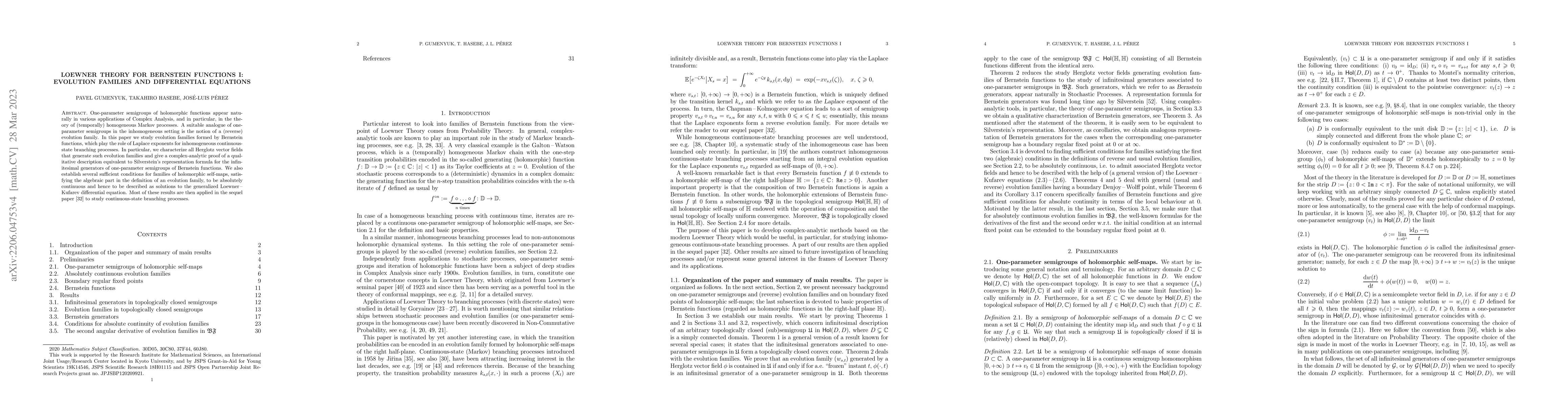 Thumbnail for Loewner Theory for Bernstein functions I: evolution families and
  differential equations