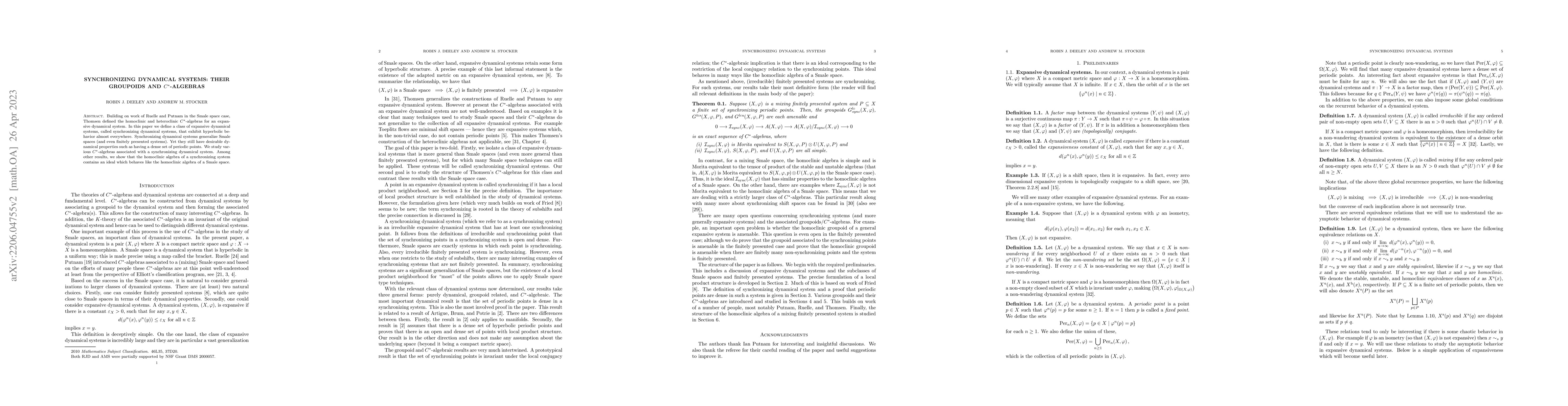 Thumbnail for Synchronizing Dynamical Systems: their groupoids and $C^*$-algebras