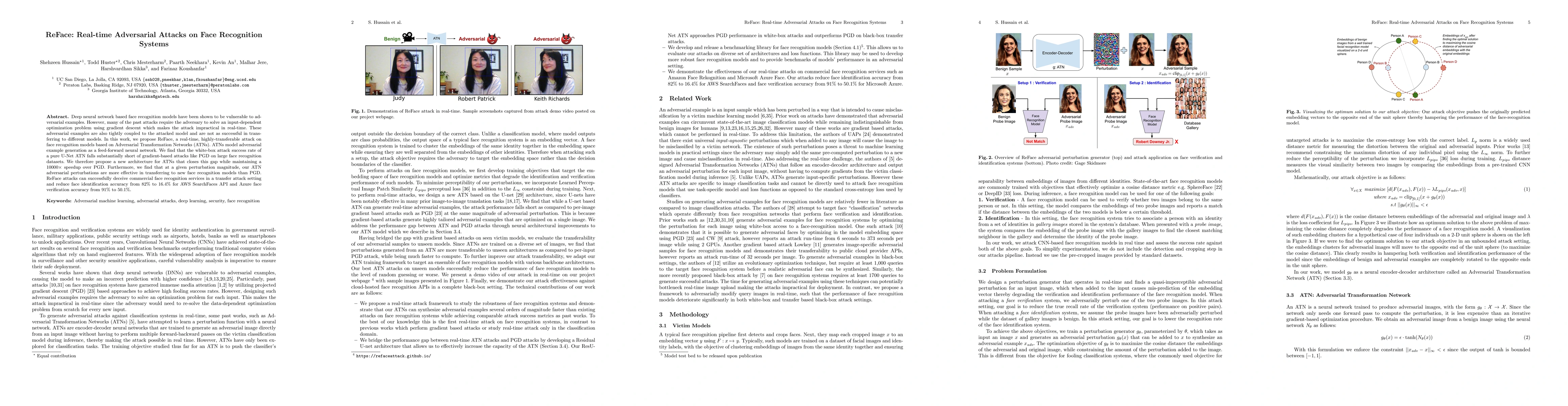 Thumbnail for ReFace: Real-time Adversarial Attacks on Face Recognition Systems