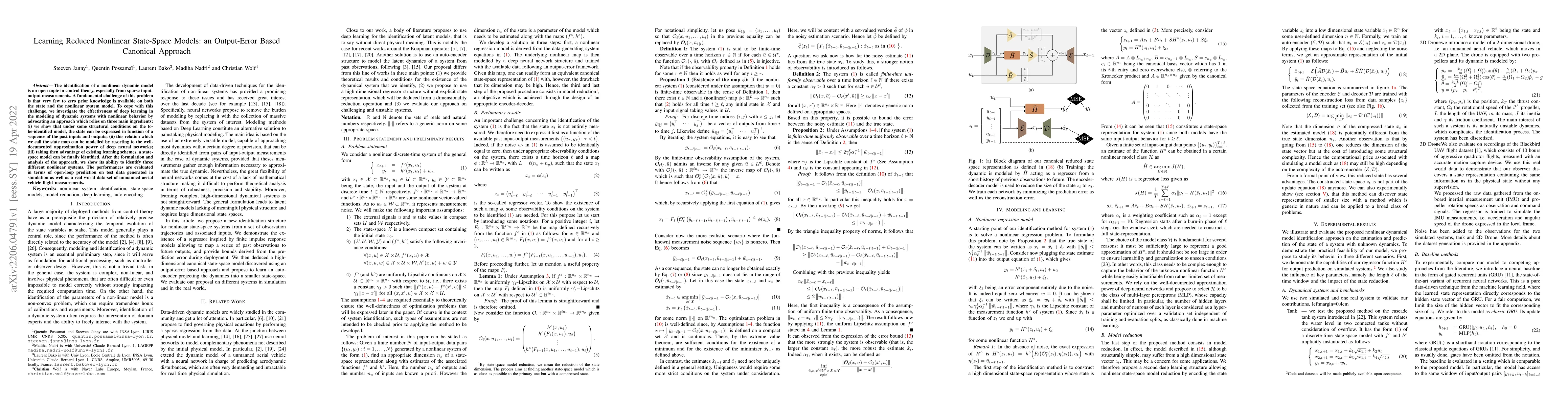 Thumbnail for Learning Reduced Nonlinear State-Space Models: an Output-Error Based
  Canonical Approach