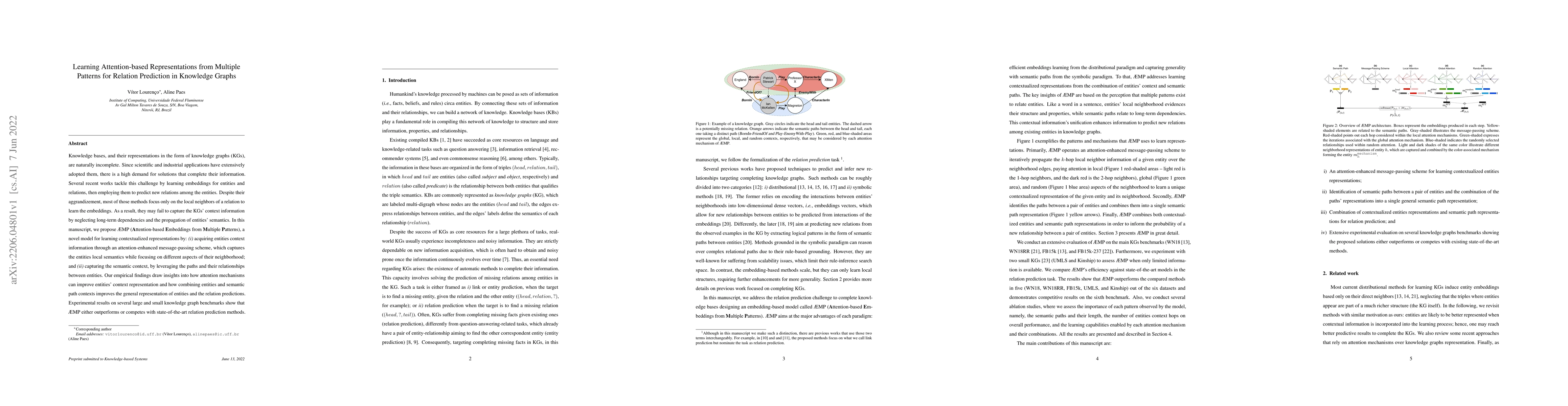Thumbnail for Learning Attention-based Representations from Multiple Patterns for
  Relation Prediction in Knowledge Graphs