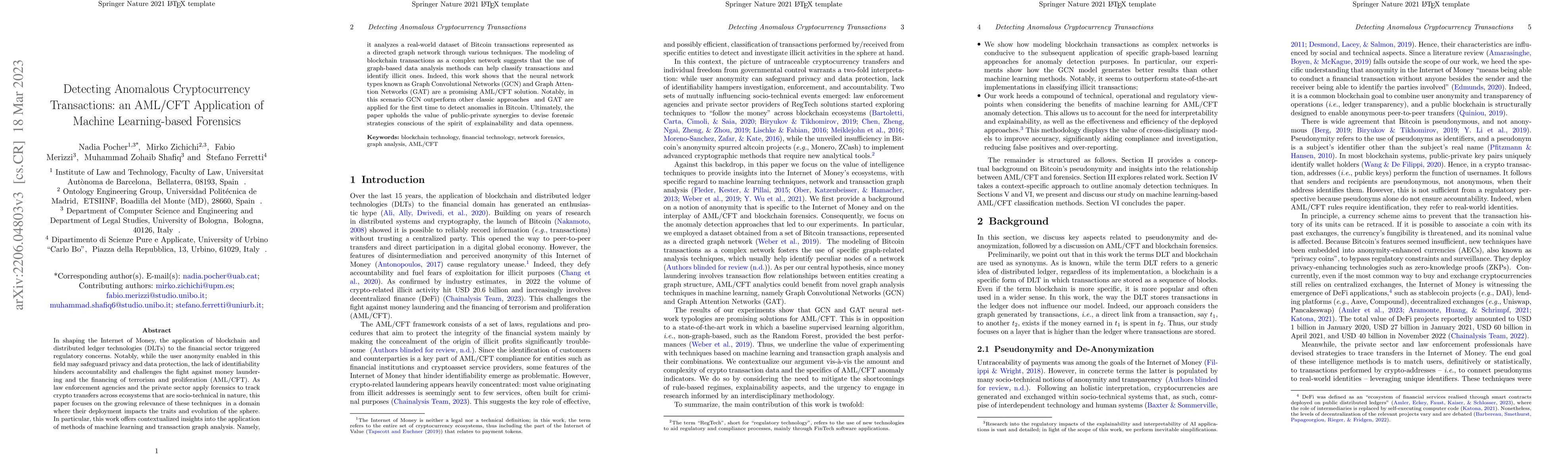 Thumbnail for Detecting Anomalous Cryptocurrency Transactions: an AML/CFT Application
  of Machine Learning-based Forensics