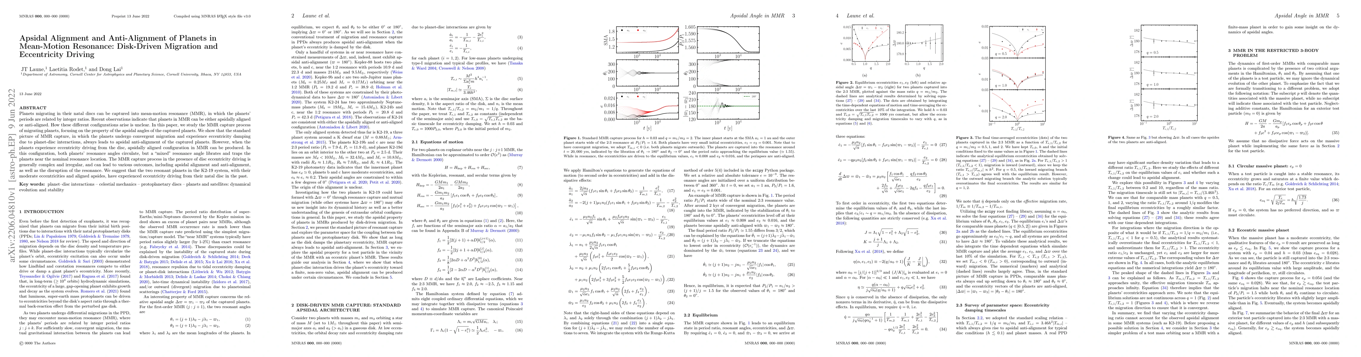 Thumbnail for Apsidal Alignment and Anti-Alignment of Planets in Mean-Motion
  Resonance: Disk-Driven Migration and Eccentricity Driving