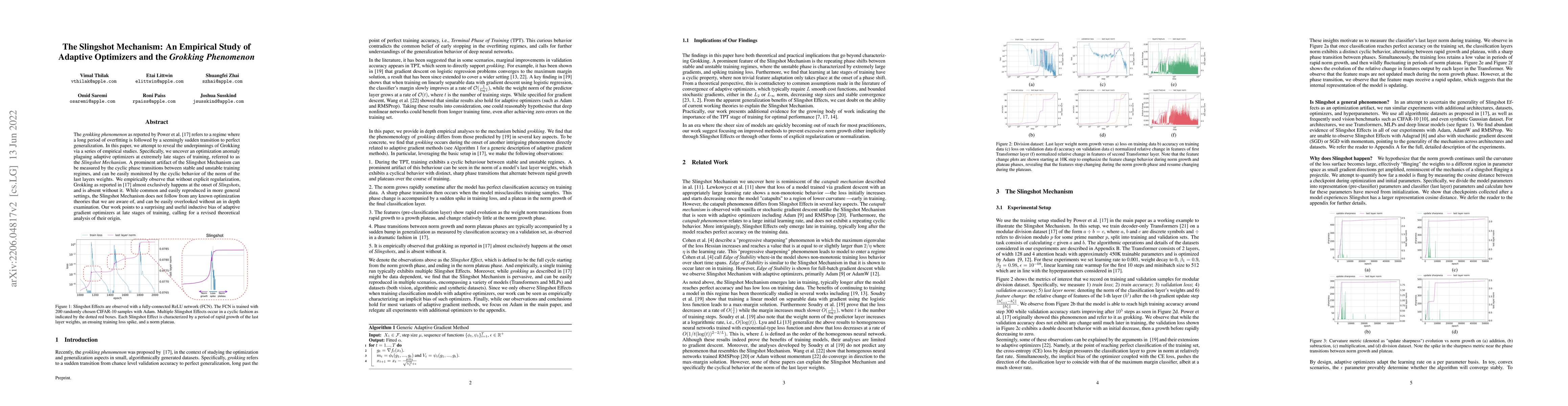 Thumbnail for The Slingshot Mechanism: An Empirical Study of Adaptive Optimizers and
  the Grokking Phenomenon