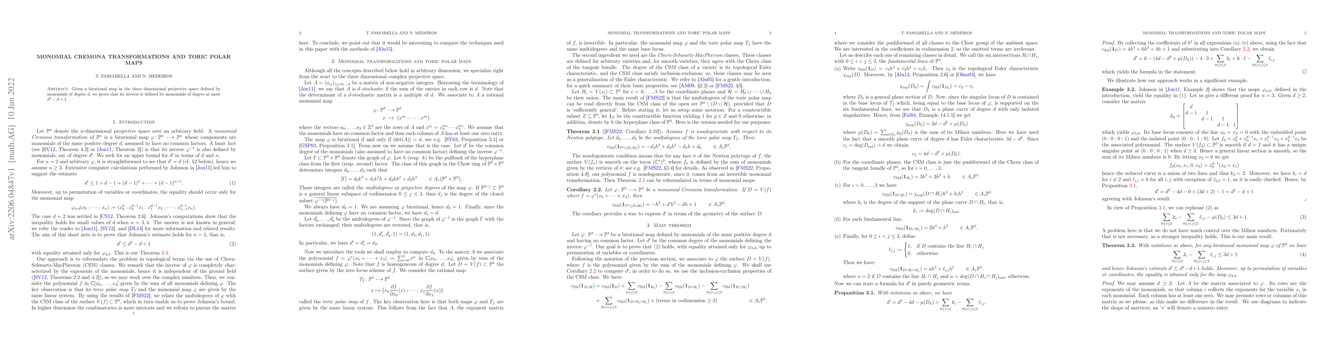 Thumbnail for Monomial Cremona transformations and toric polar maps
