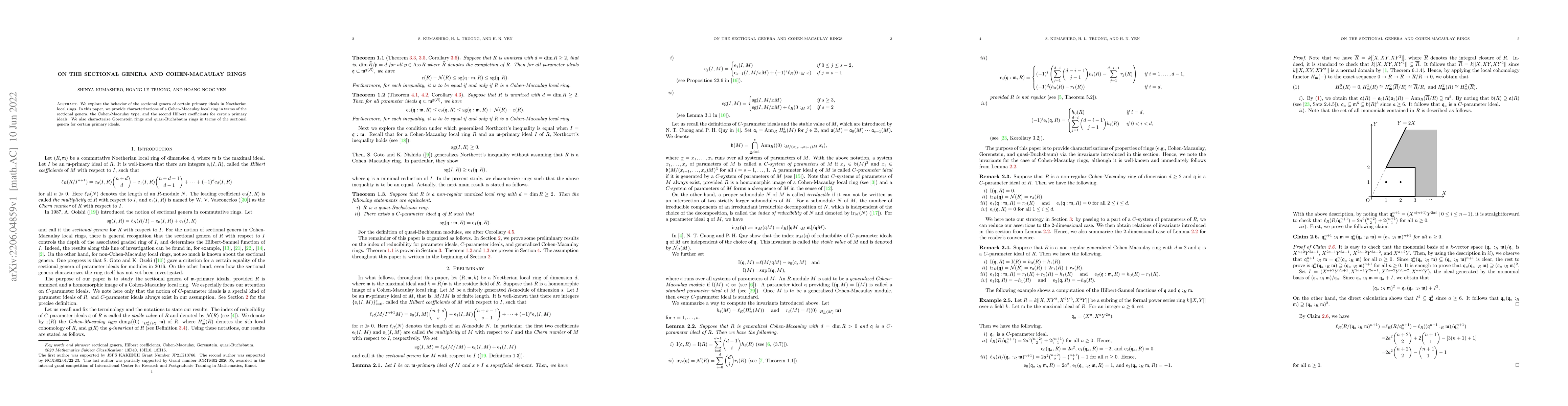 Thumbnail for On the sectional genera and Cohen-Macaulay rings