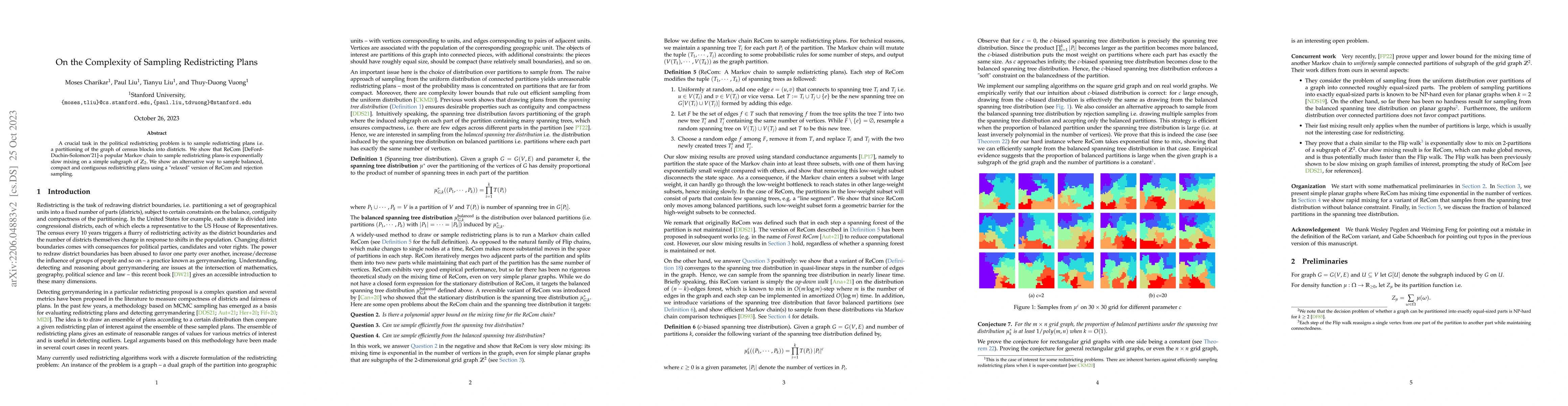 Thumbnail for On the Complexity of Sampling Redistricting Plans